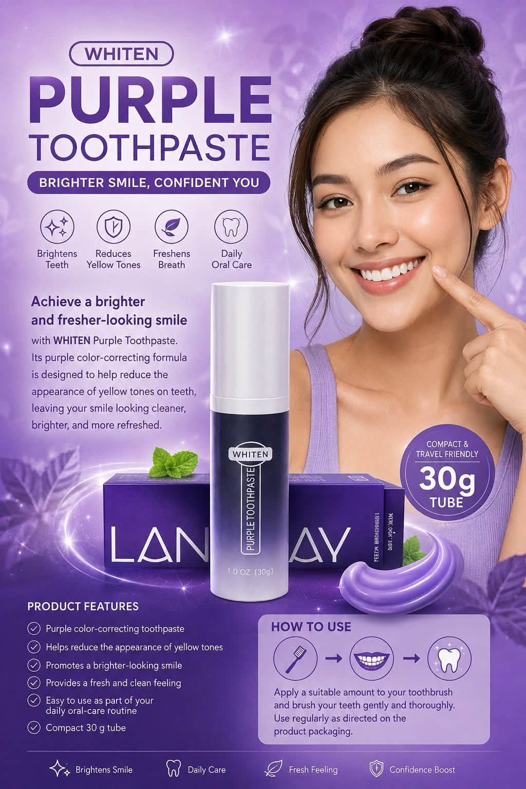 Lanemay V34 Color Corrector Purple Toothpaste 